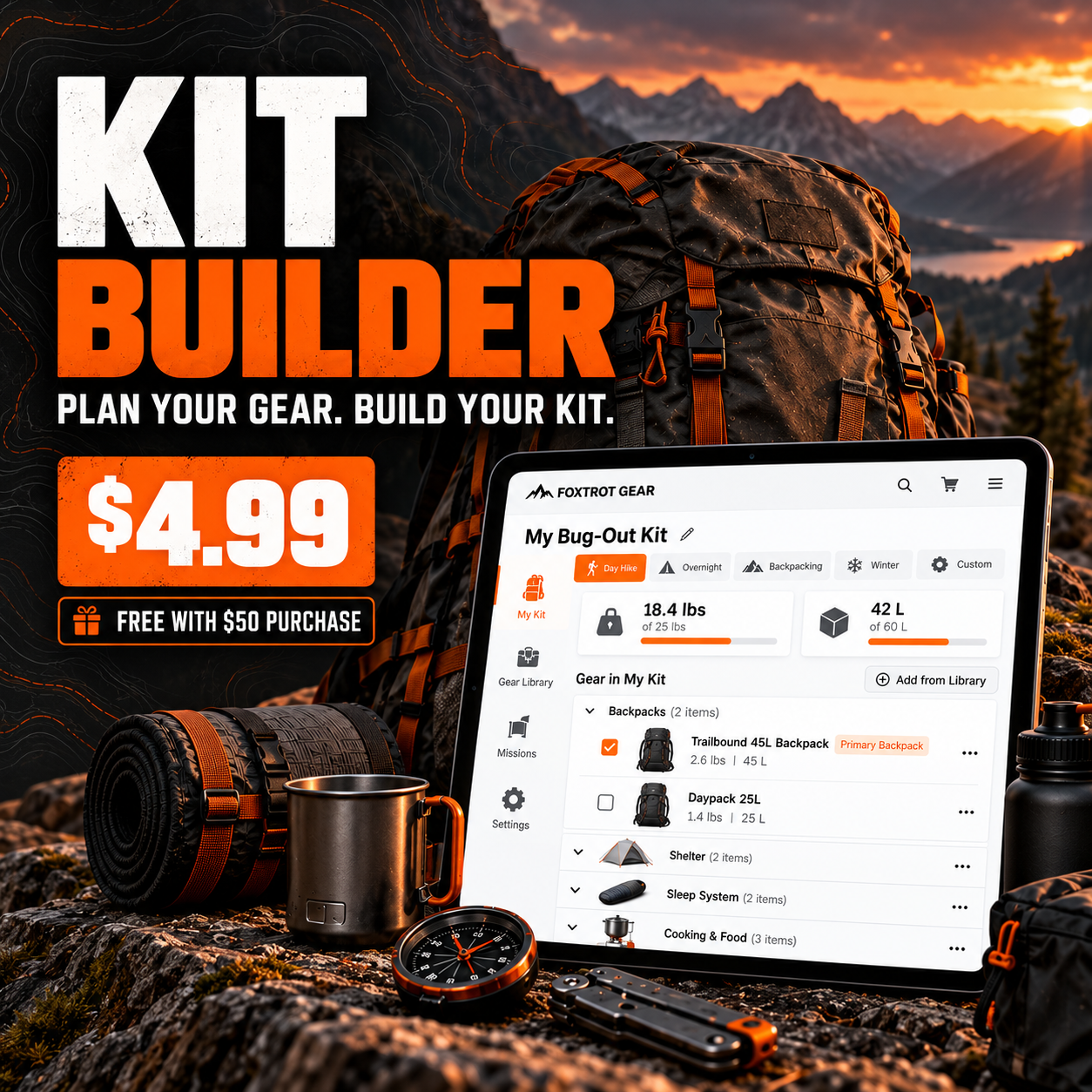 Kit Builder — $4.99, free with a $50 qualifying purchase when the promotion is active